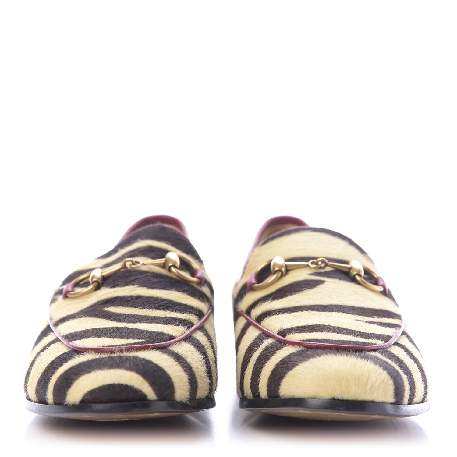 Gucci Calf Hair Tiger Print Womens Jordaan Loafers 37 Natural Black Romantic Cherry 2 of 11