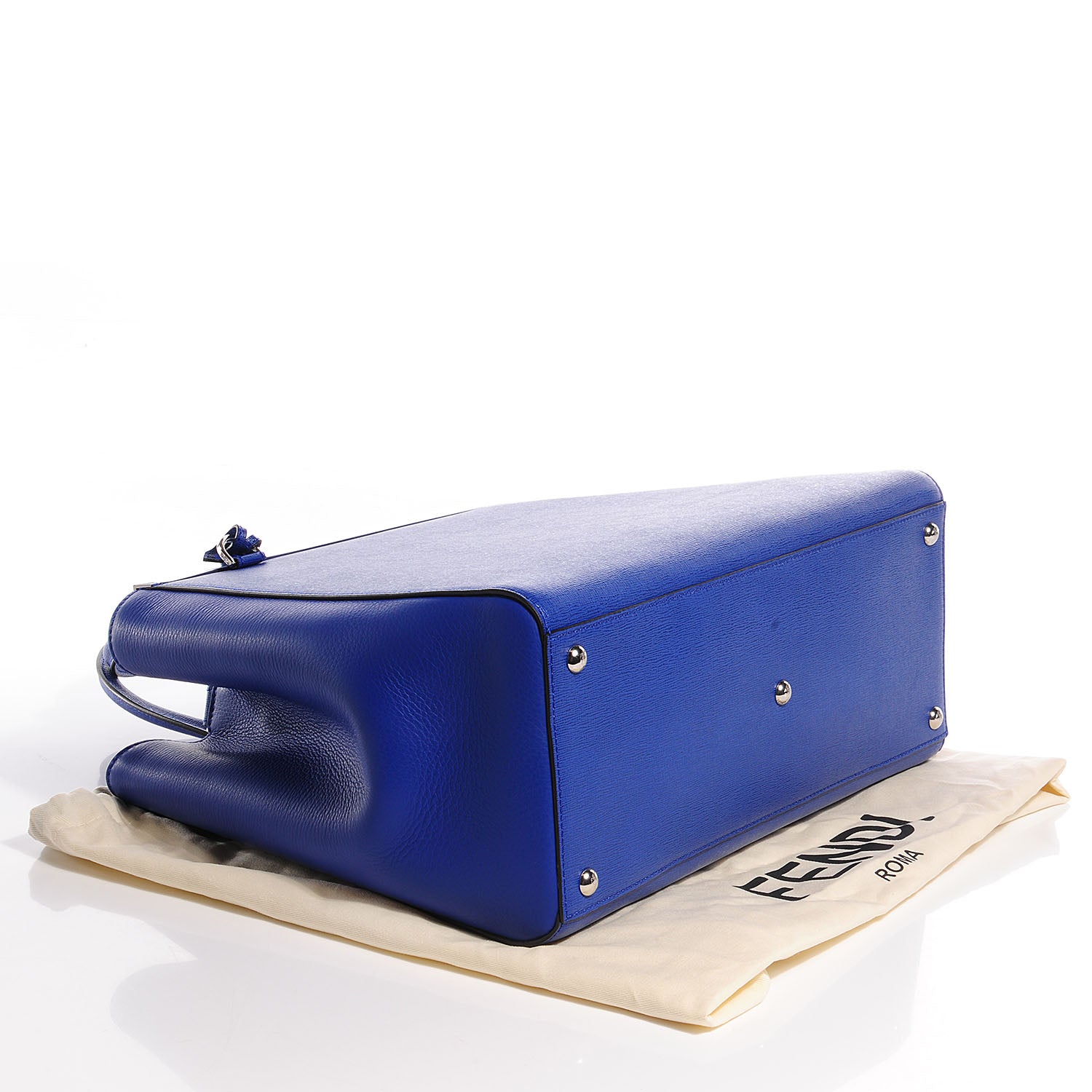 Fendi Vitello Elite Medium 2Jours Tote Blue Neon 4 of 11
