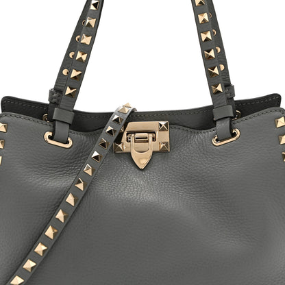 Valentino Garavani Pebbled Calfskin Small Rockstud Tote Light Stone 7 of 11