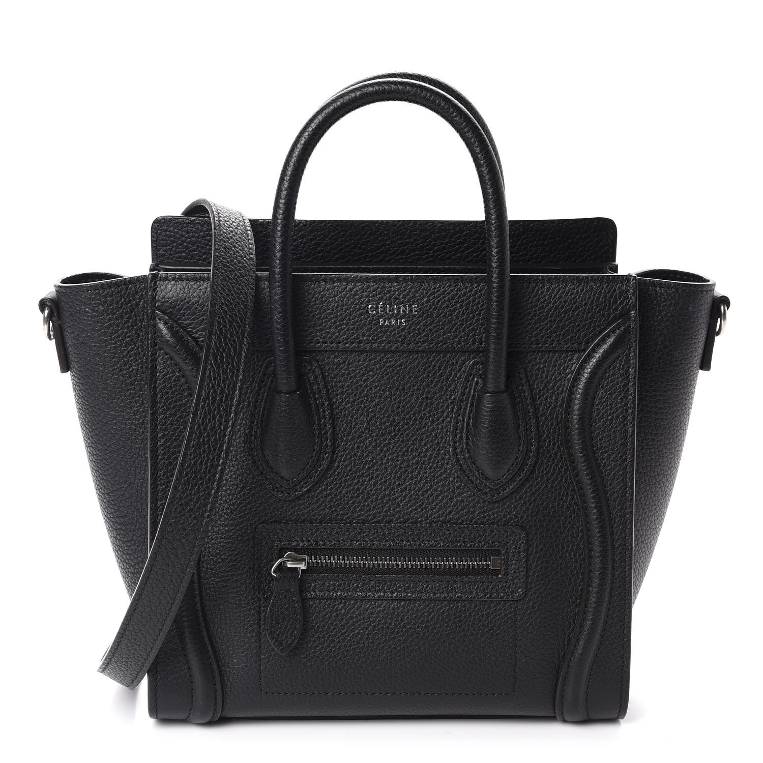 Celine Drummed Calfskin Nano Luggage Black 1 of 9