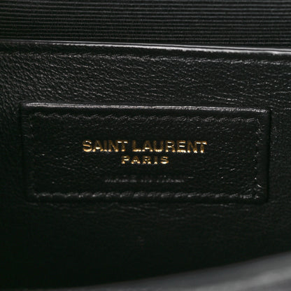 Saint Laurent Grain De Poudre Textured Mixed Matelasse Triquilt Small Monogram Satchel Black 7 of 11
