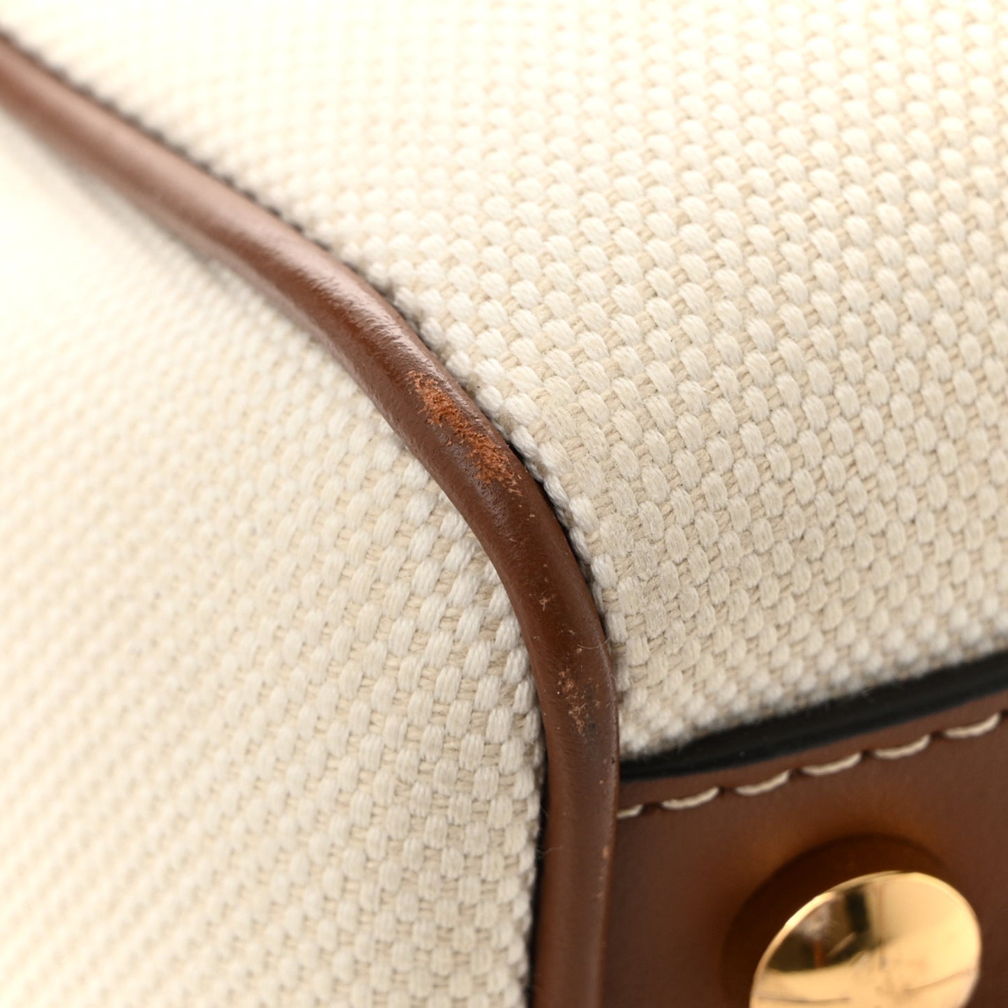 Cotton Canvas Small Logo Cube Bag Natural Tan