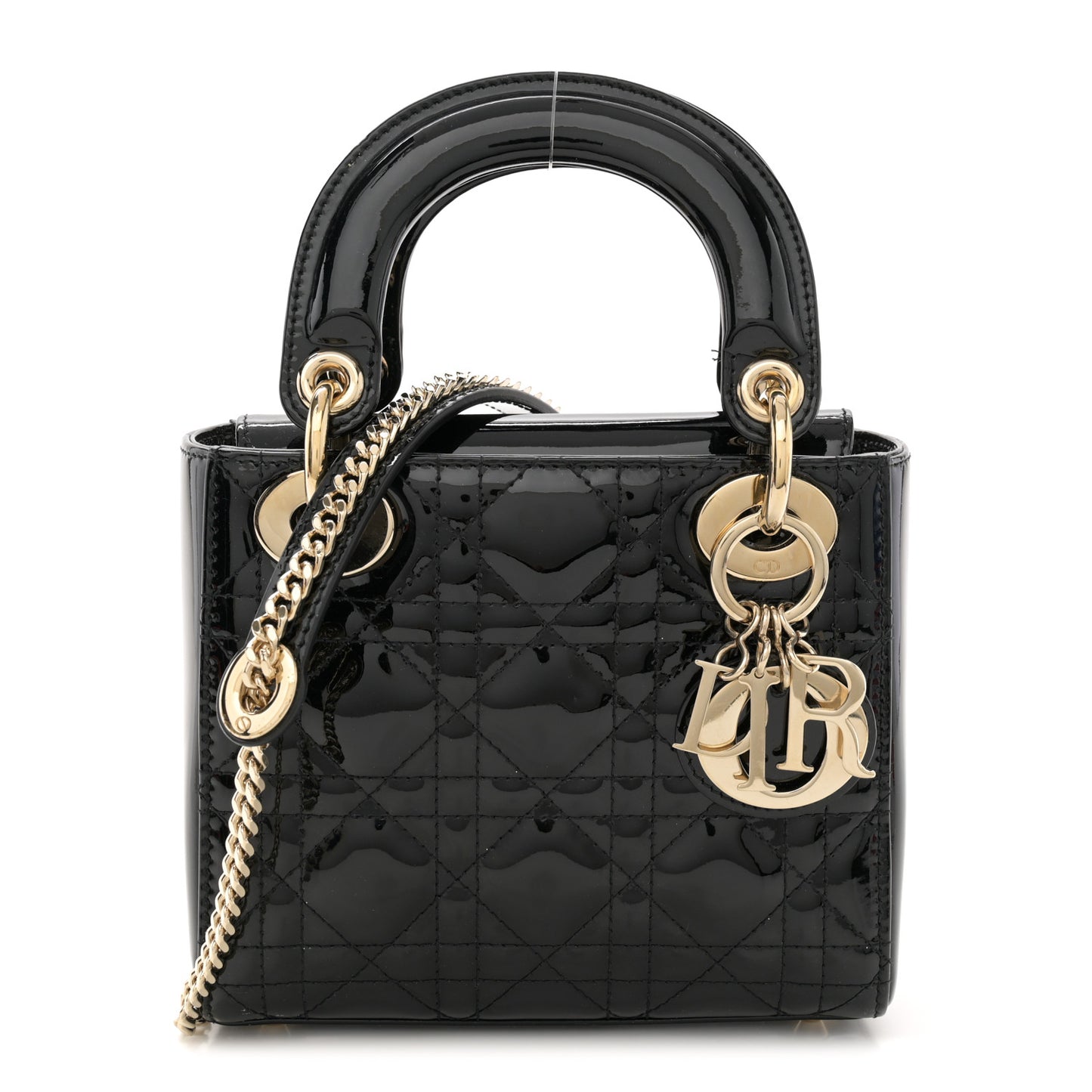 Patent Cannage Mini Lady Dior Black