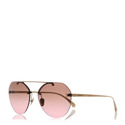 Chanel Titanium CC Pilot Aviator Sunglasses 4272-T Gold 1 of 8