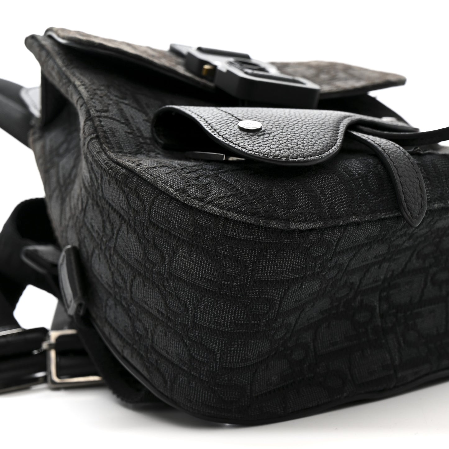 Oblique Jacquard Mini Saddle Backpack Black Blue