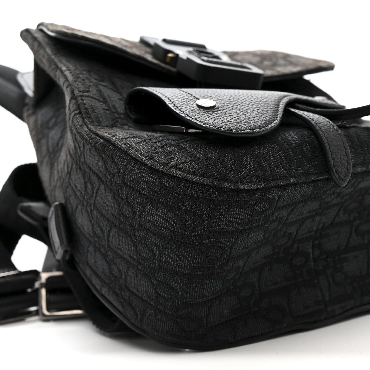 Christian Dior Oblique Jacquard Mini Saddle Backpack Black Blue 9 of 13