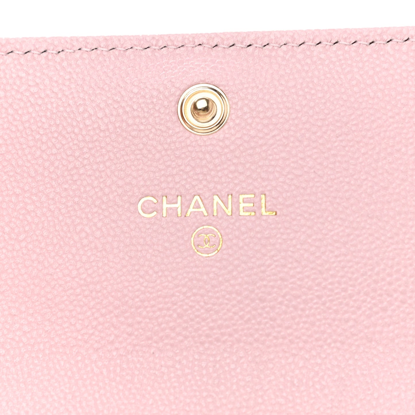 Caviar Quilted Studded CC Flap Card Holder Light Pink