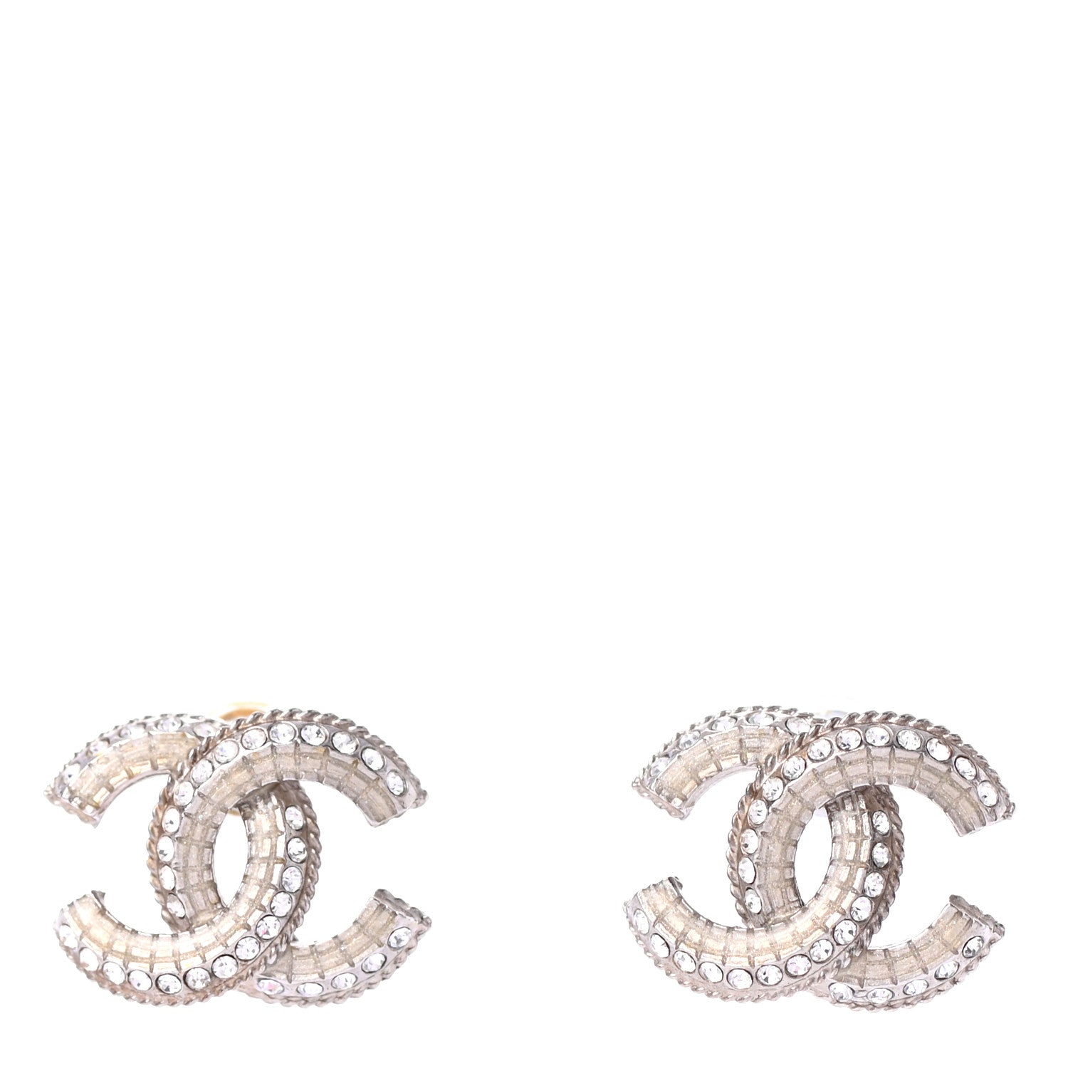 Chanel Baguette Crystal CC Earrings Silver 1 of 4
