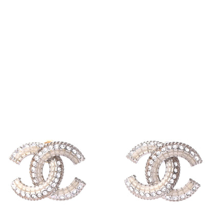 Chanel Baguette Crystal CC Earrings Silver 1 of 4