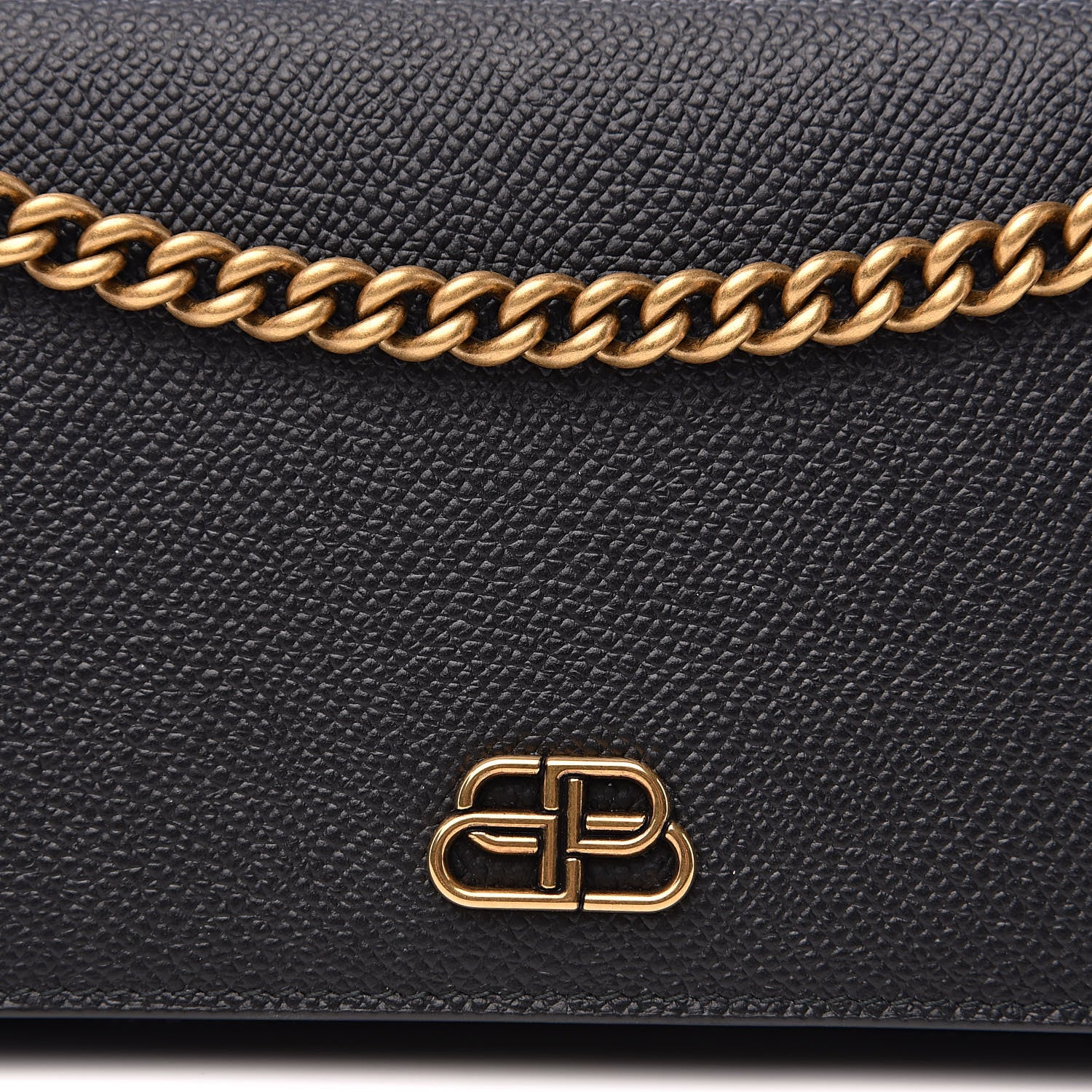 Balenciaga Grained Calfskin BB Phone Holder Wallet On Chain Black 7 of 8