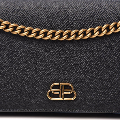 Balenciaga Grained Calfskin BB Phone Holder Wallet On Chain Black 7 of 8