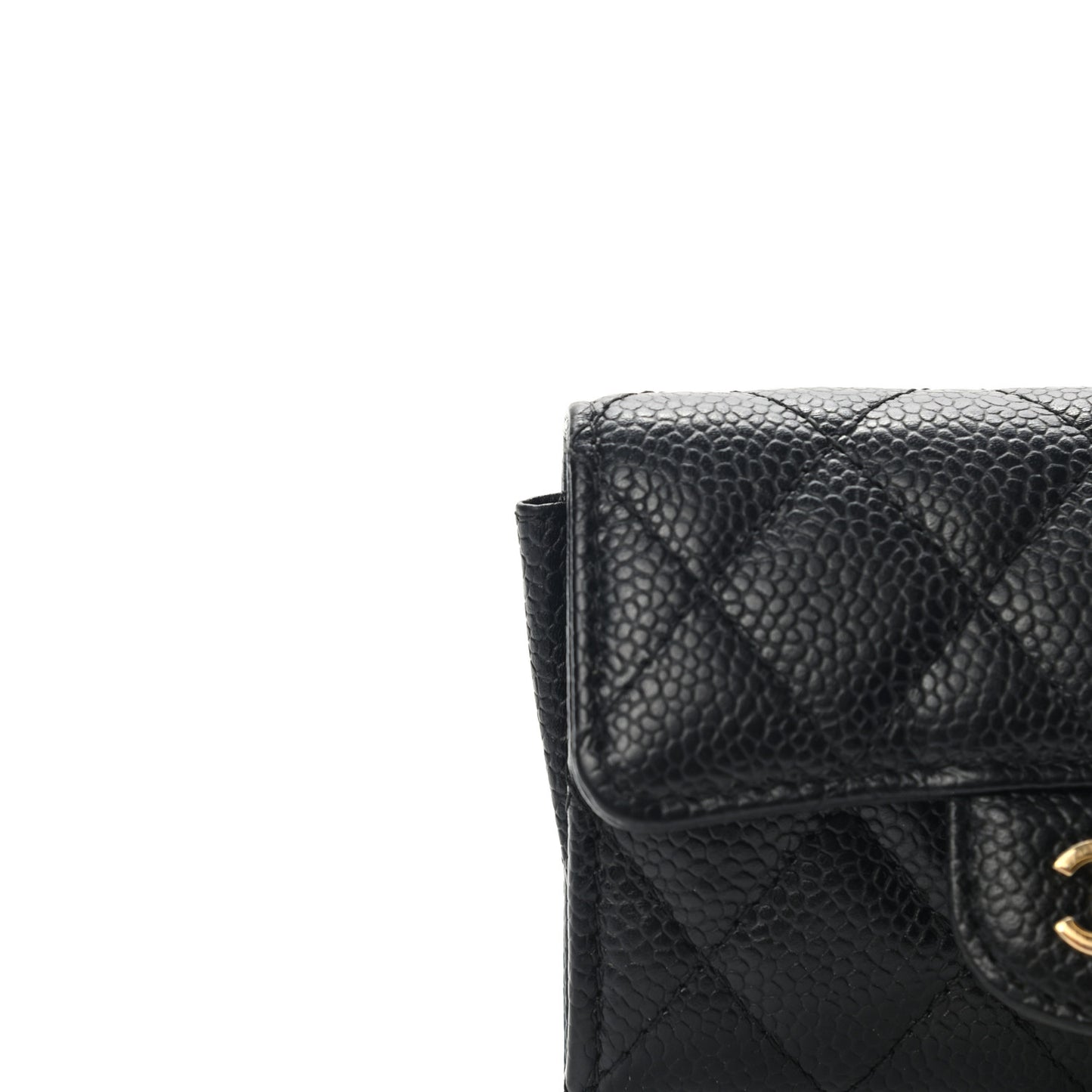 Caviar Quilted Flap Card Holder Black