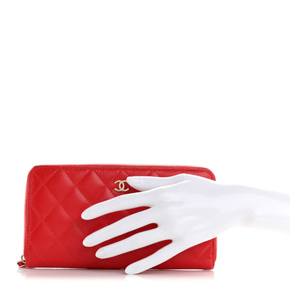 Chanel Caviar Quilted Large Gusset Zip Around Wallet Red 2 of 11