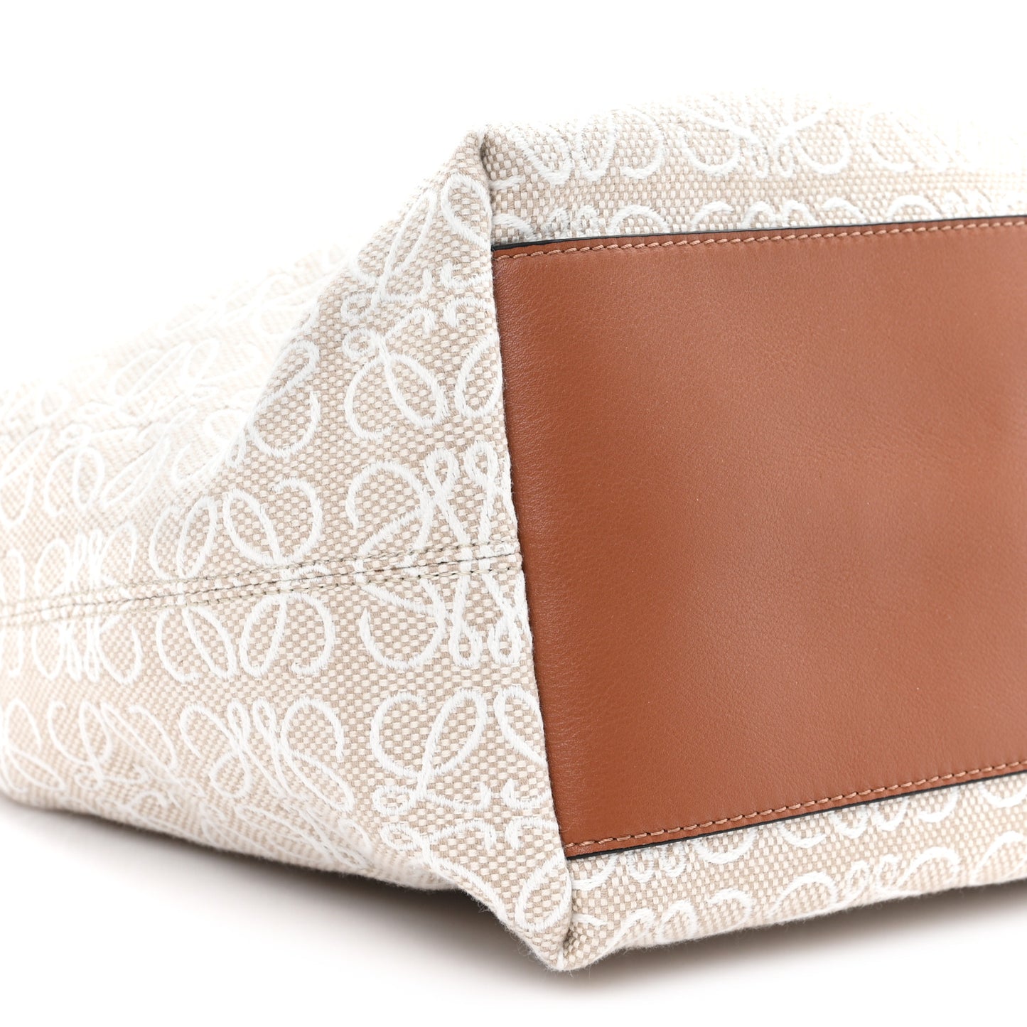 Jacquard Anagram Calfskin Medium Cubi Bag Ecru Tan
