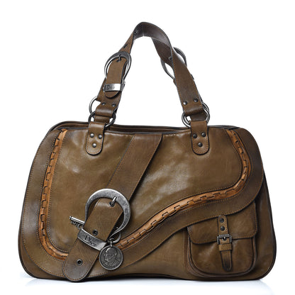 Christian Dior Calfskin Medium Gaucho Double Saddle Bag Green 1 of 19