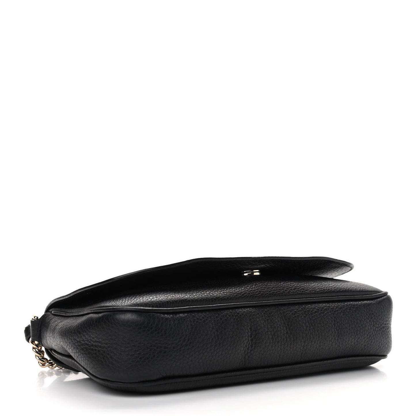 Pebbled Calfskin Medium Soho Flap Crossbody Black
