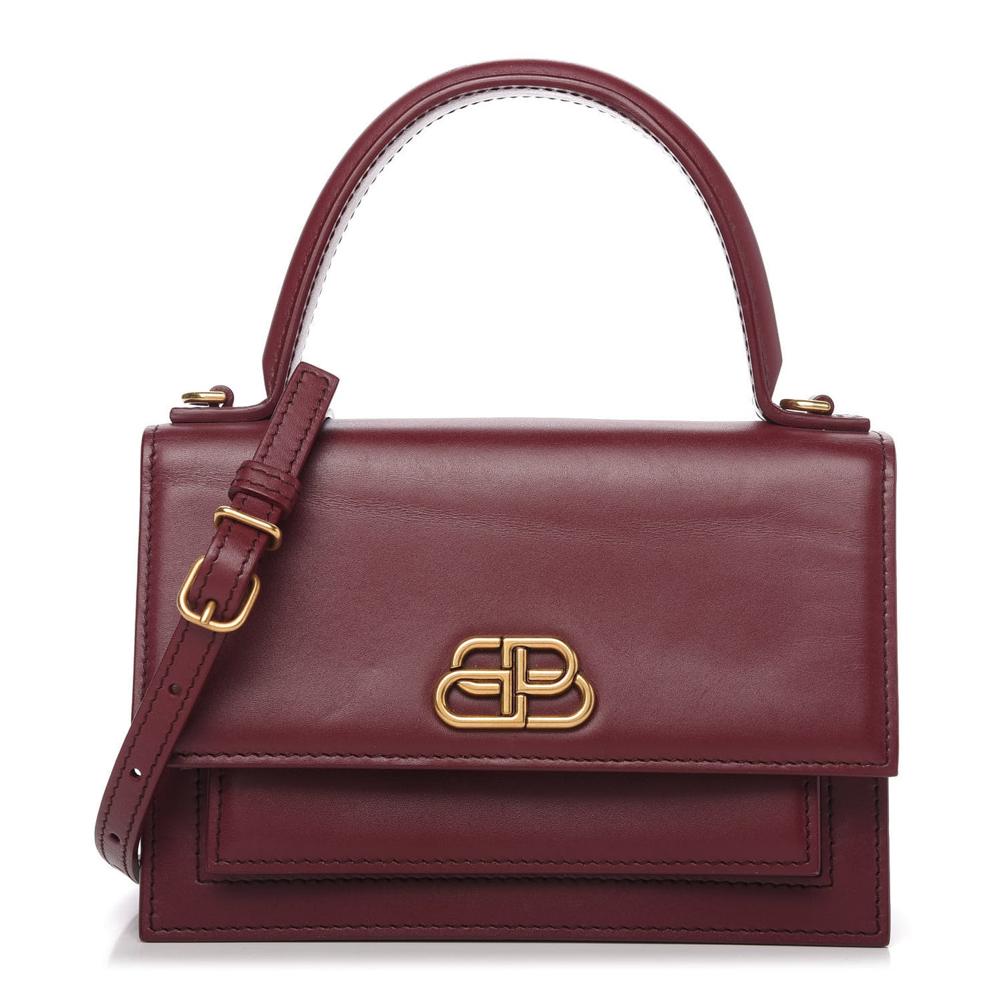Box Calfskin XS Sharp Top Handle Bag Burgundy