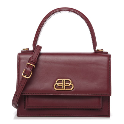 Balenciaga Box Calfskin XS Sharp Top Handle Bag Burgundy 1 of 10