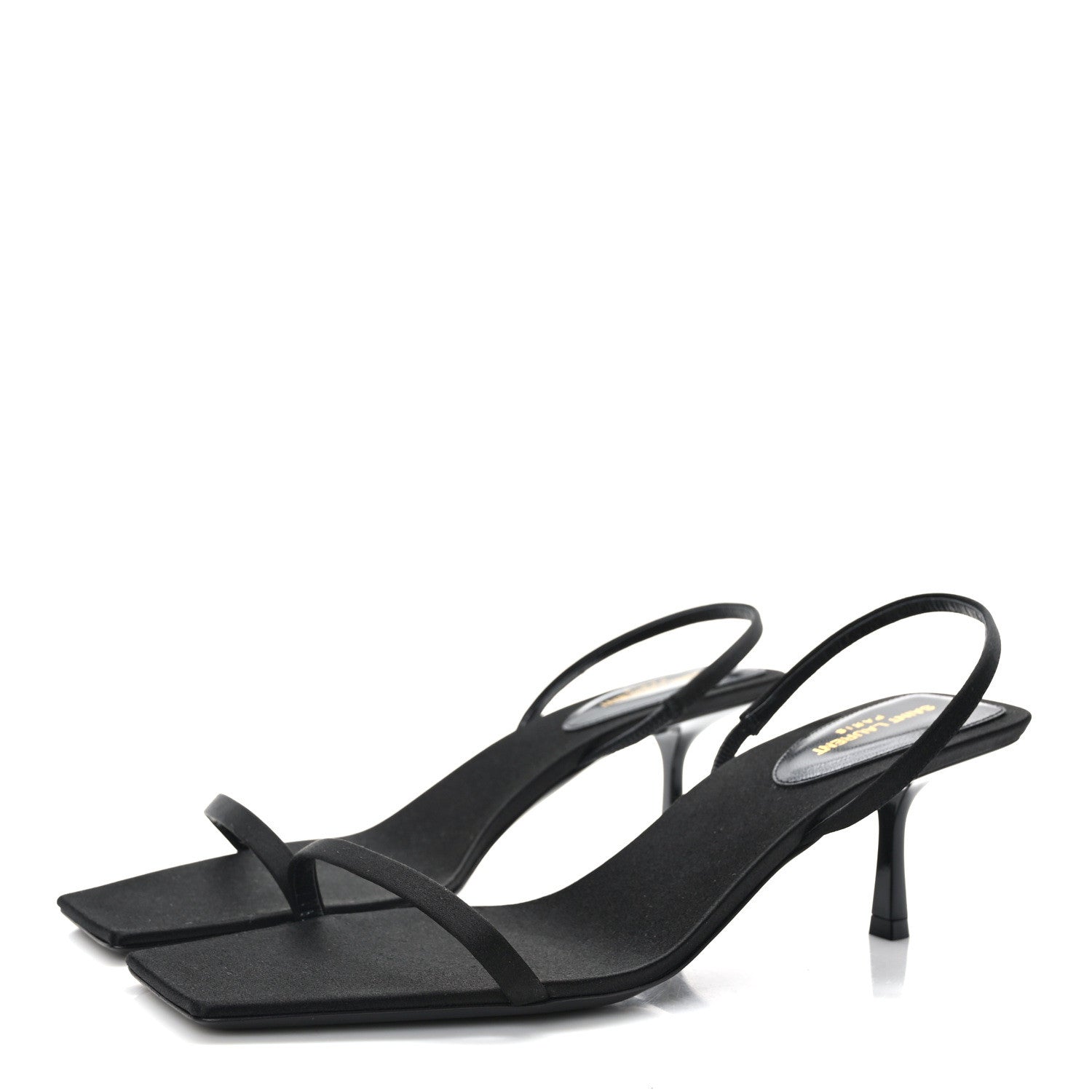 Saint Laurent Satin Slingback Jaspe 55 Sandals 40 Black 3 of 8
