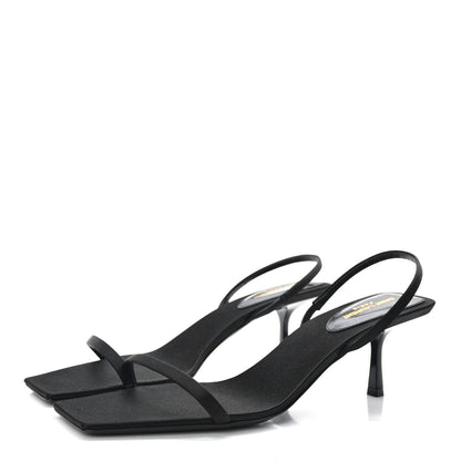Saint Laurent Satin Slingback Jaspe 55 Sandals 40 Black 3 of 8