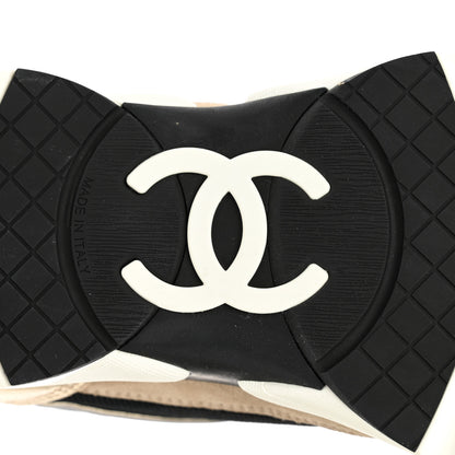 Chanel Mesh Suede Calfskin Womens CC Sneakers 38.5 White Black Beige Gold 7 of 8