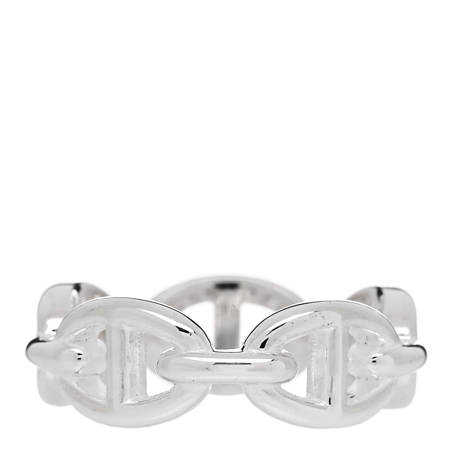 Hermes Sterling Silver PM Chaine d'Ancre Enchainee Band Ring 55 7.25 3 of 9