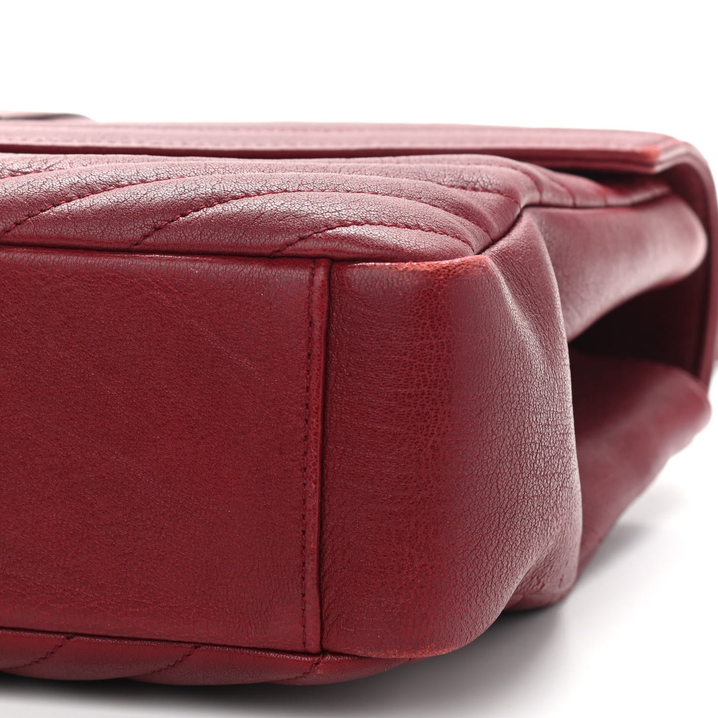 Sheepskin Matelasse Chevron Large College Monogram Satchel Rouge
