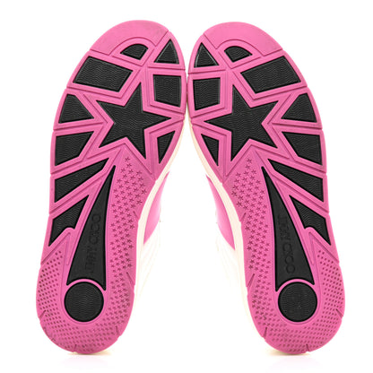 Jimmy Choo Calfskin Vinyl Striped Hawaii Flatform Sneakers 37.5 White Fuchsia 5 of 8