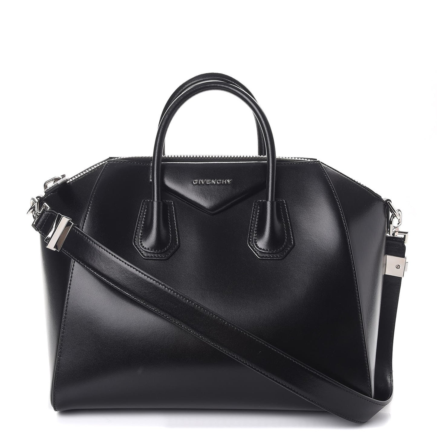 Shiny Lord Calfskin Medium Antigona Black