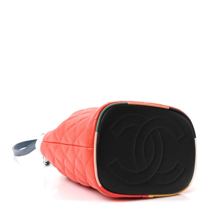 Chanel Lambskin Quilted Cuba Drawstring Tote Red White Blue 4 of 10