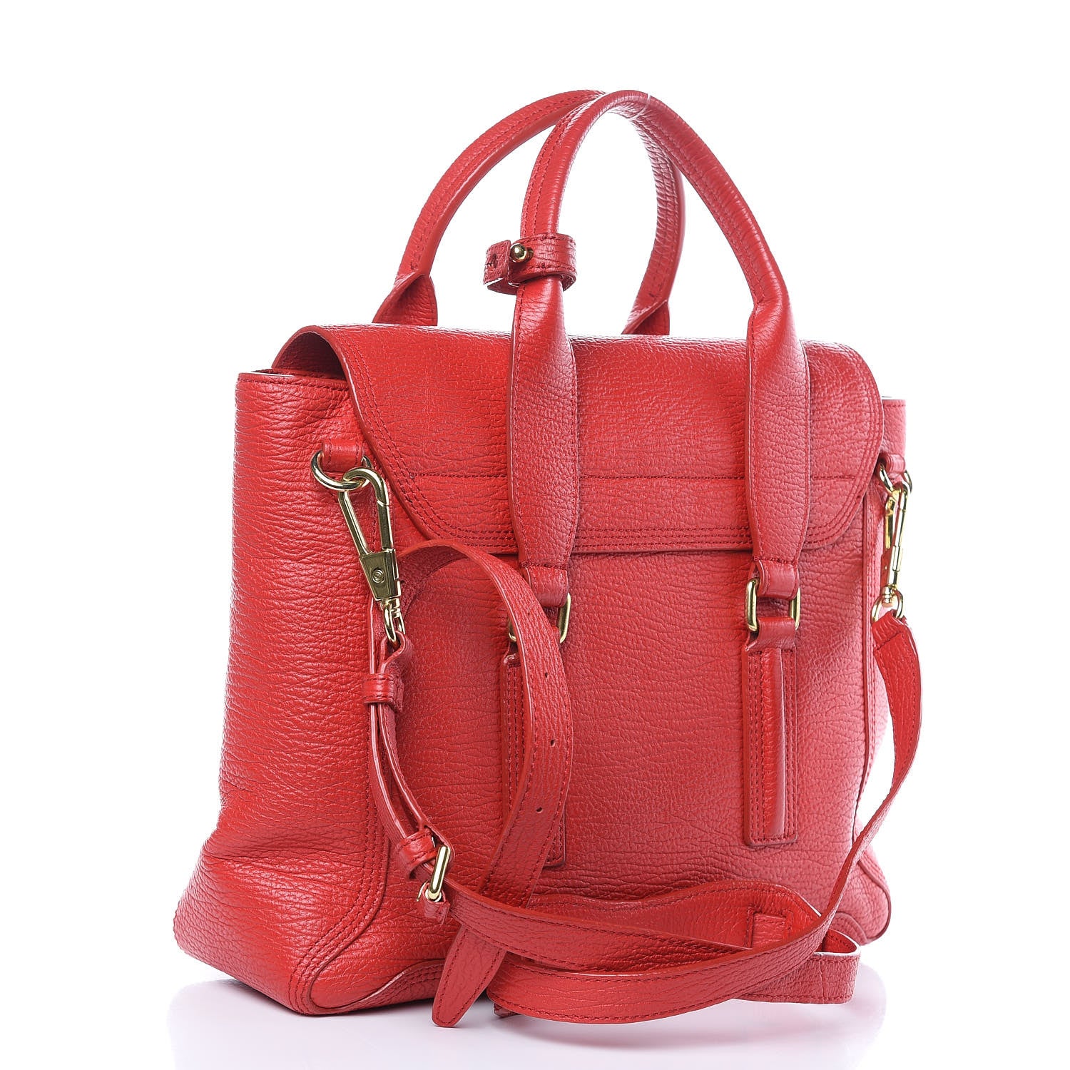 3.1 Phillip Lim 3.1 Textured Calfskin Medium Pashli Satchel Red 3 of 15