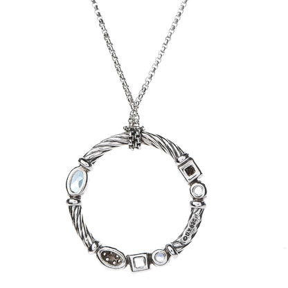 David Yurman Sterling Silver Diamond Blue Topaz Hampton Blue Topaz Iolite Confetti Pendant Necklace 5 of 6