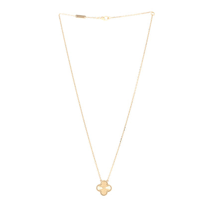 Van Cleef & Arpels 18K Yellow Gold Guilloche Vintage Alhambra Pendant Necklace 3 of 6