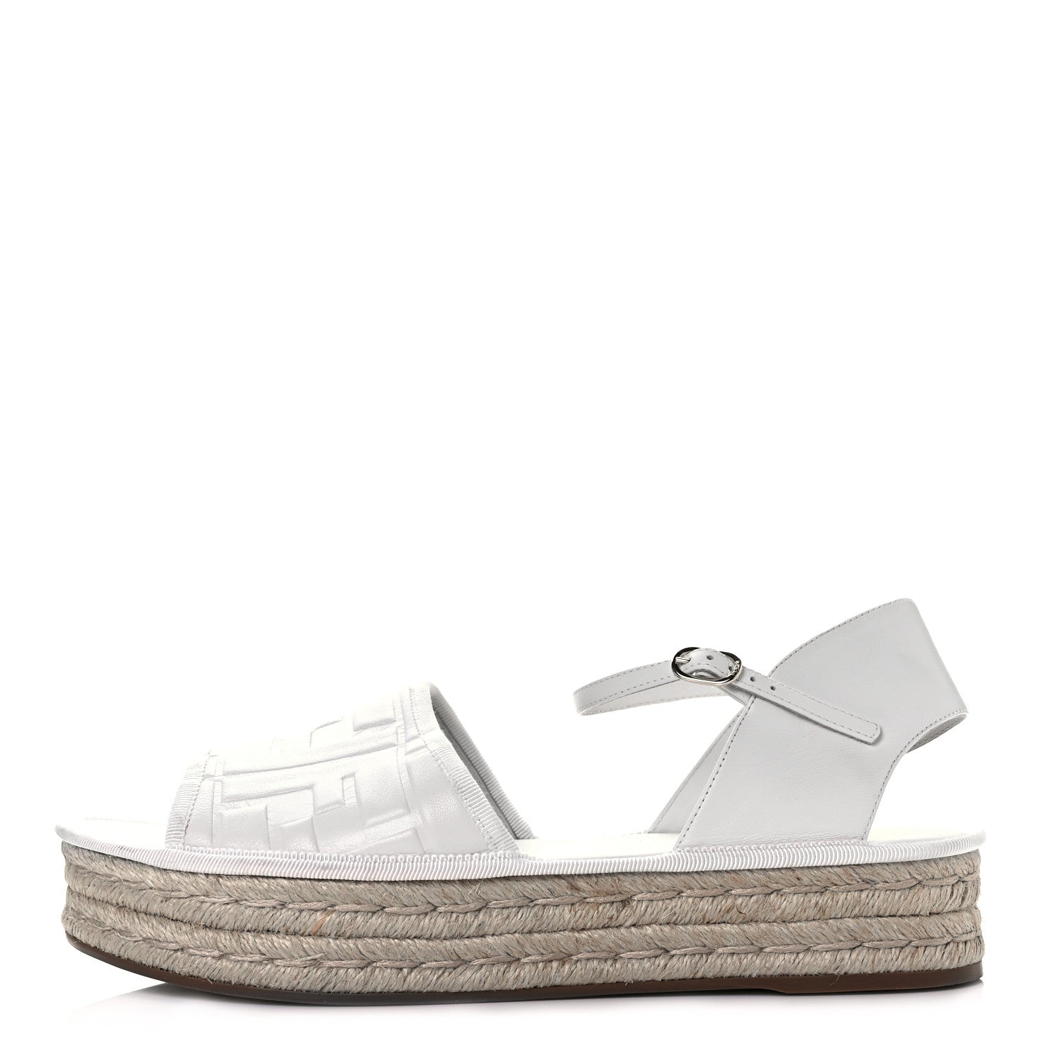 Fendi Nappa FF Embossed Espadrille Platform Sandals 40 Snow 2 of 20