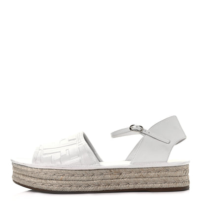 Fendi Nappa FF Embossed Espadrille Platform Sandals 40 Snow 2 of 20