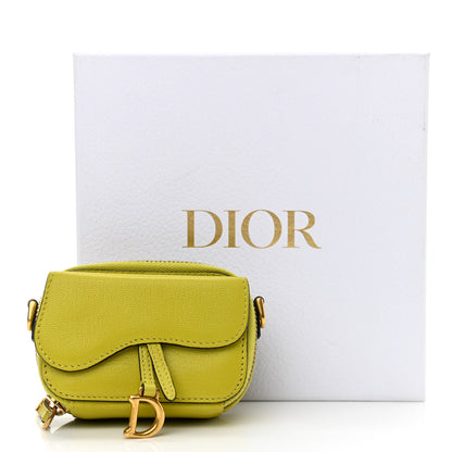 Christian Dior Goatskin Mini Saddle Shoulder Strap Pouch Lime 10 of 10