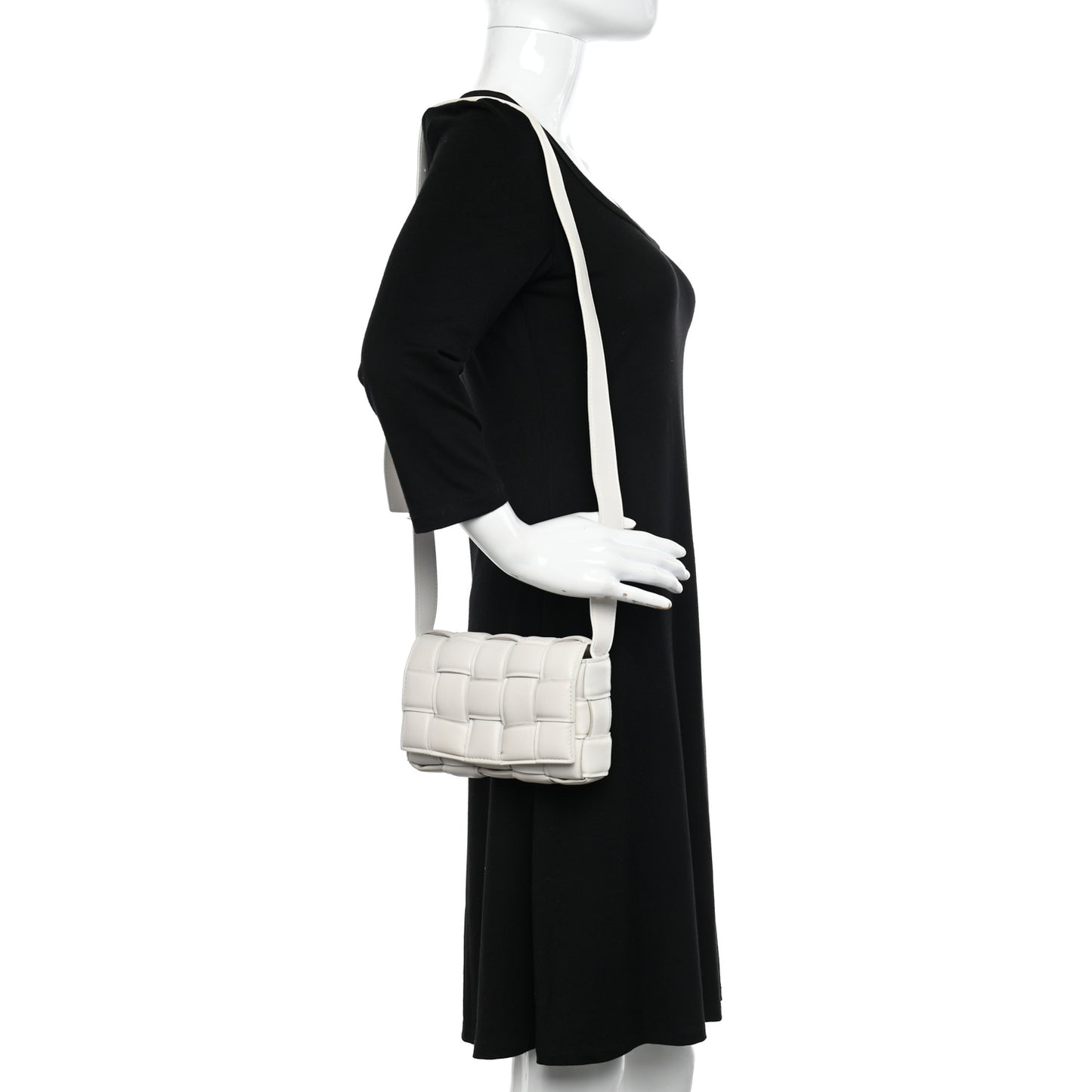 Nappa Maxi Intrecciato Small Padded Cassette Crossbody Bag Chalk