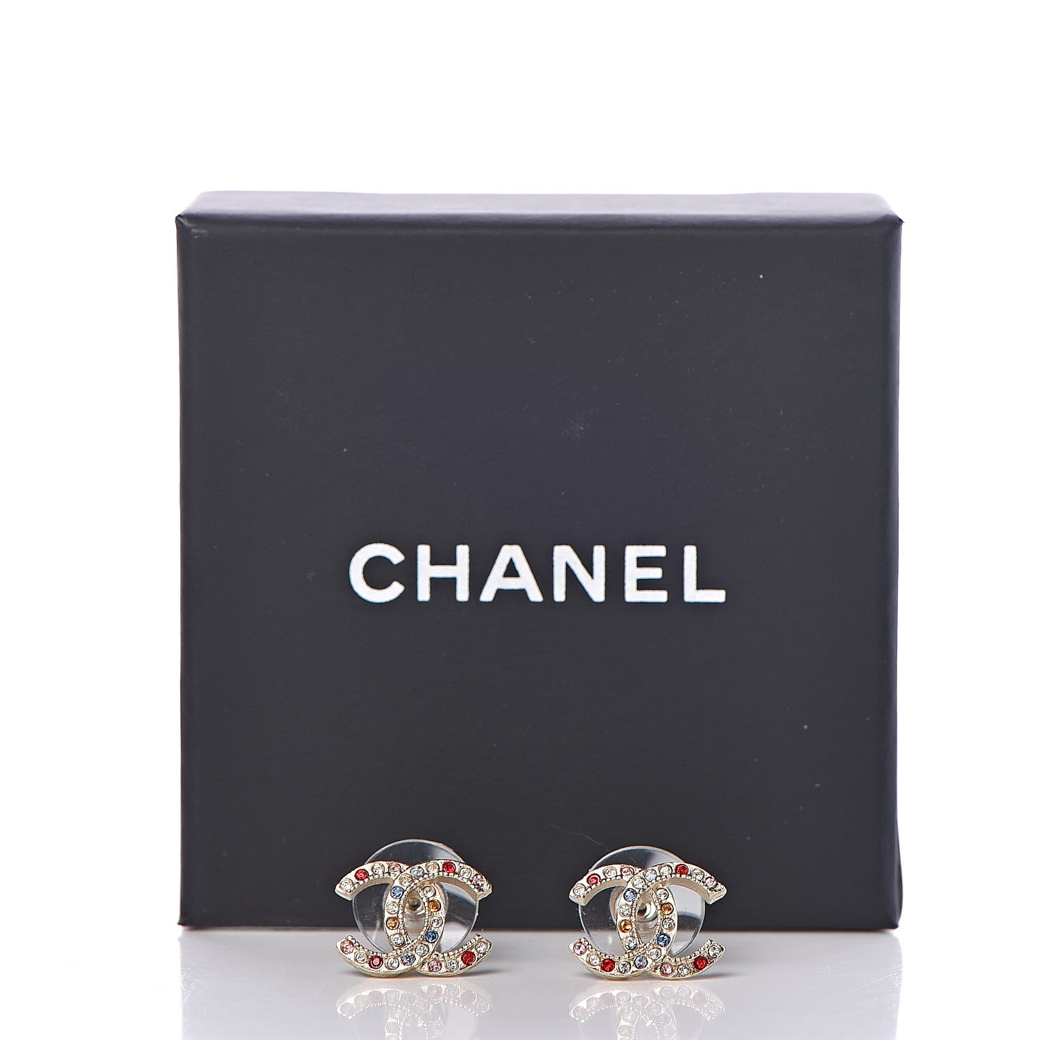 Chanel Crystal CC Earrings Gold Multicolor 5 of 5