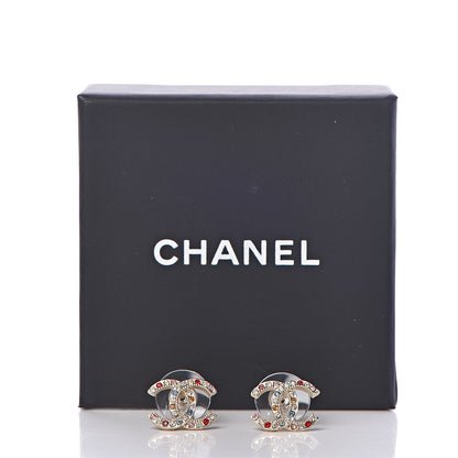 Chanel Crystal CC Earrings Gold Multicolor 5 of 5