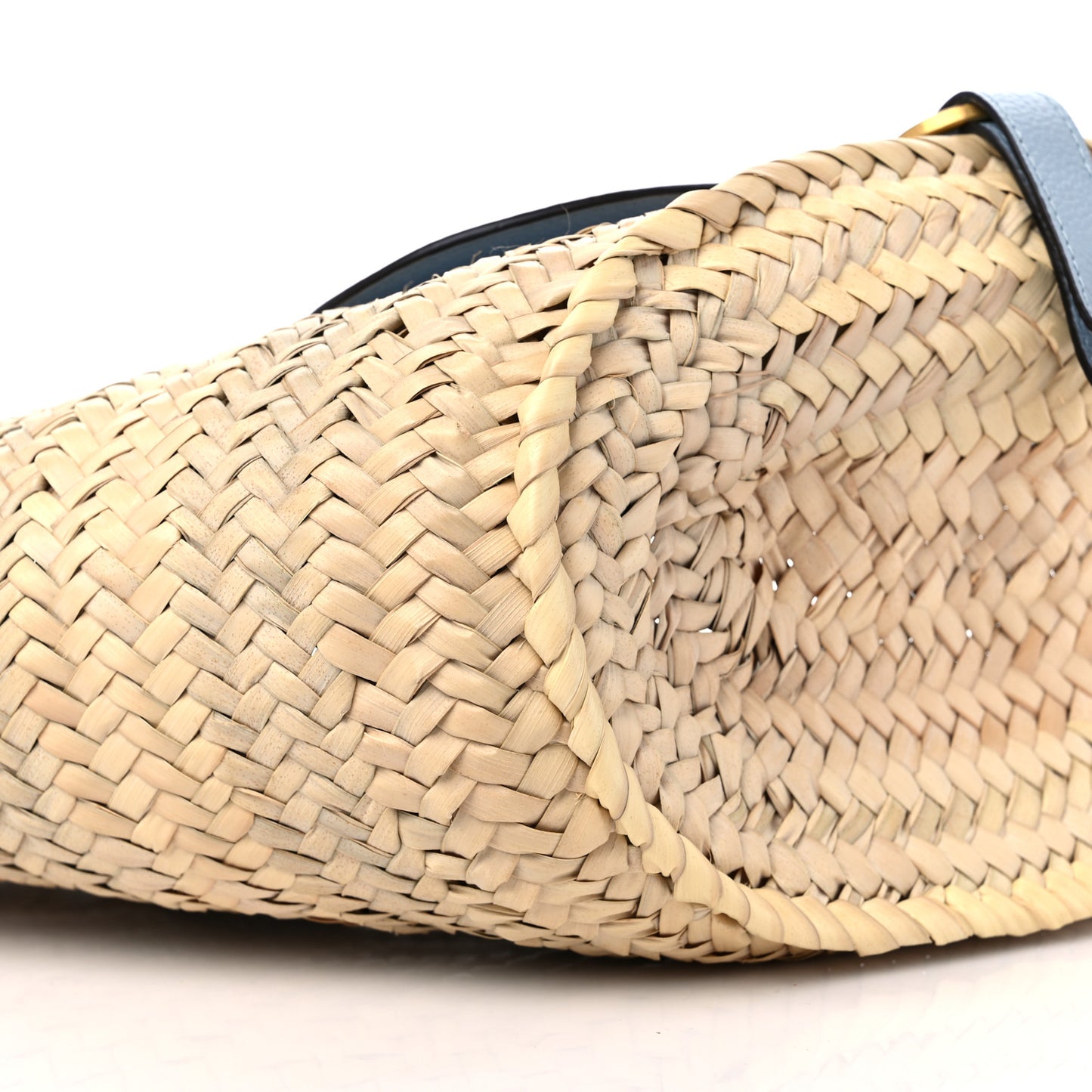 Raffia Small Grain Calfskin Medium Marcie Basket Shady Blue