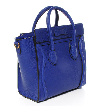 Celine Drummed Calfskin Nano Luggage Indigo 3 of 8