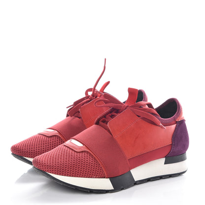 Balenciaga Mesh Calfskin Neoprene Suede Womens Race Runner Sneakers 38 Rouge Violet 3 of 9