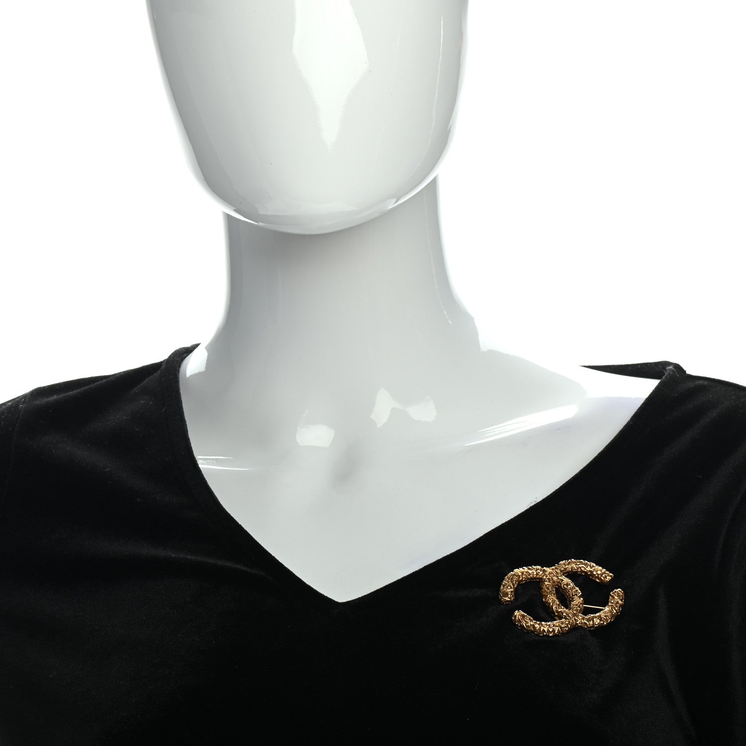 Chanel Textured CC Brooch Gold 2 of 4