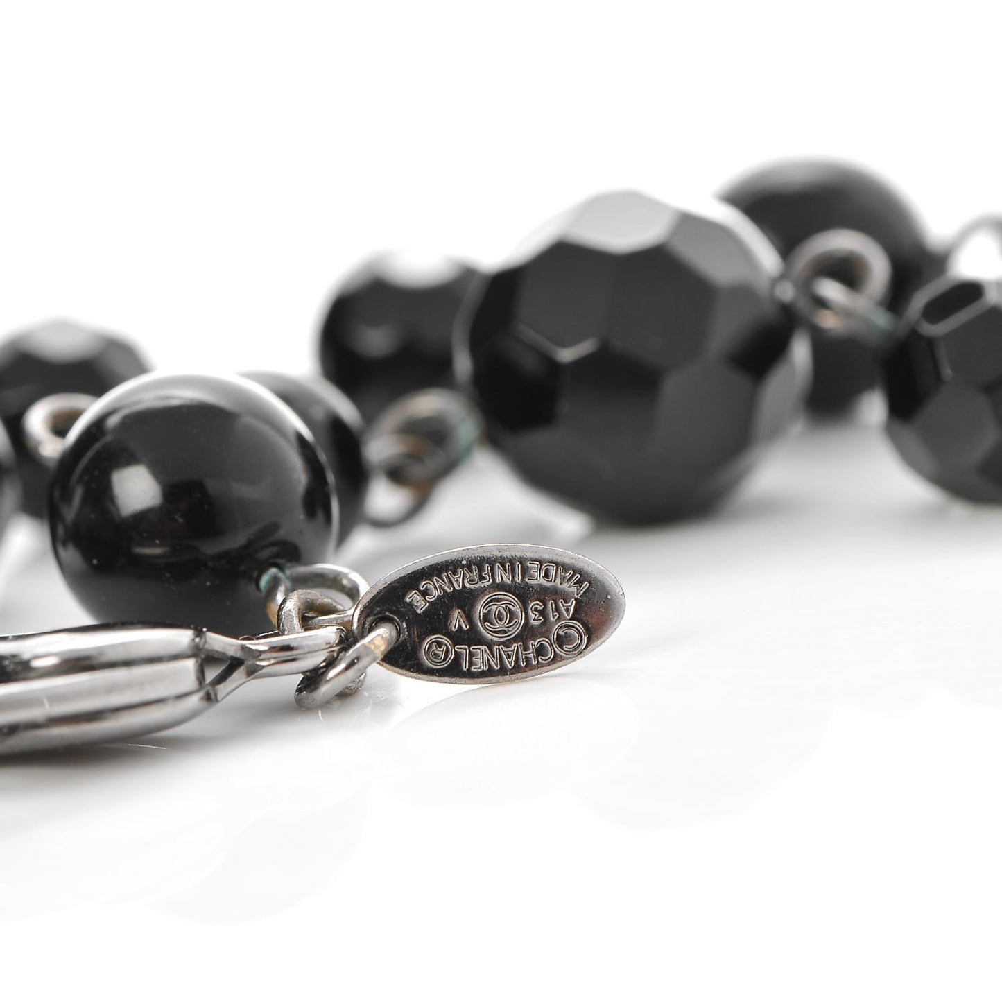 Ruthenium Bead CC Bracelet Black