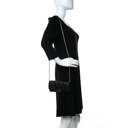 Fendi Nappa Matisse FF Embossed Continental Wallet On Chain Black 2 of 10