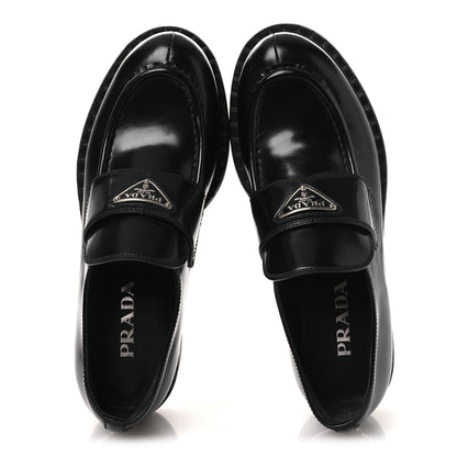 Prada Vernice Triangle 50mm Loafers 39 Black 2 of 11