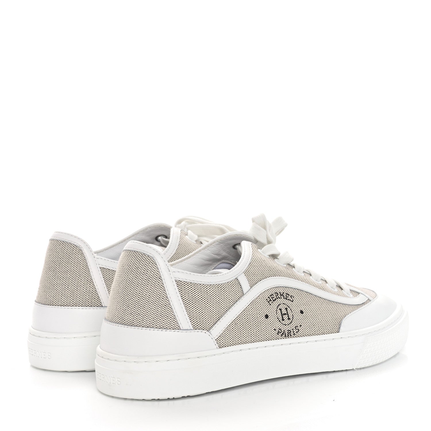 Hermes Canvas Calfskin Get Sneakers 39.5 Prunoir Blanc 4 of 7