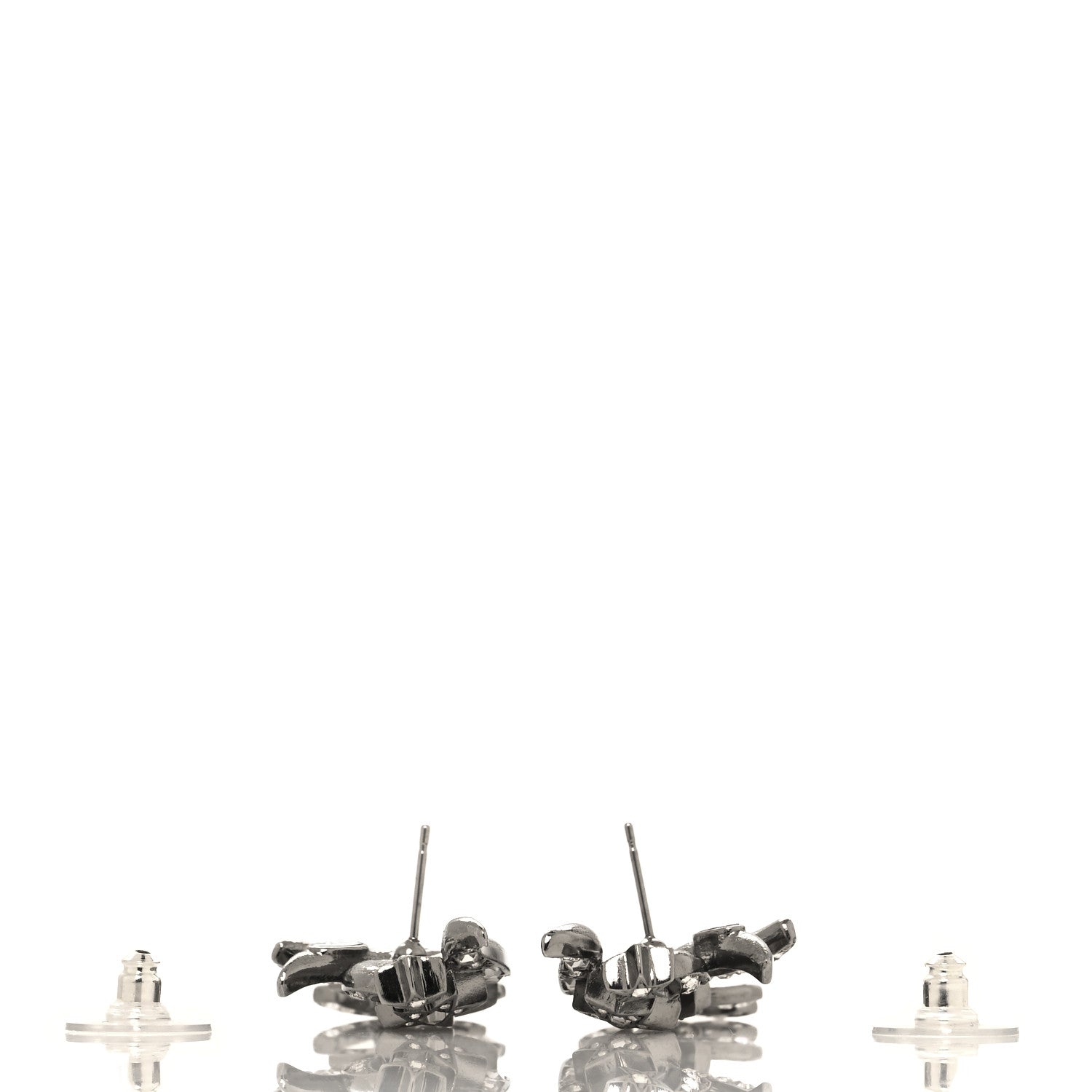 Chanel Crystal Baguette CC Wing Star Earrings Silver 3 of 4
