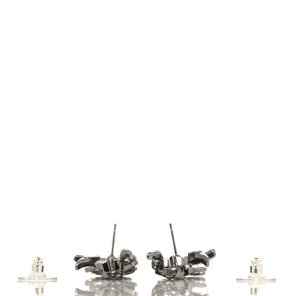 Chanel Crystal Baguette CC Wing Star Earrings Silver 3 of 4