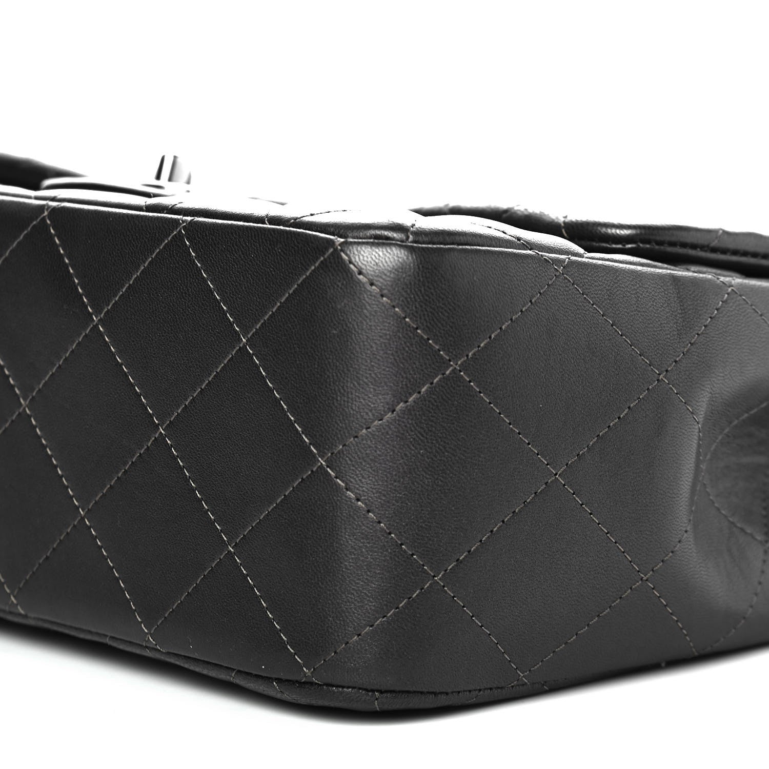 Chanel Metallic Lambskin Quilted Jumbo Single Flap Dark Grey 8 of 8